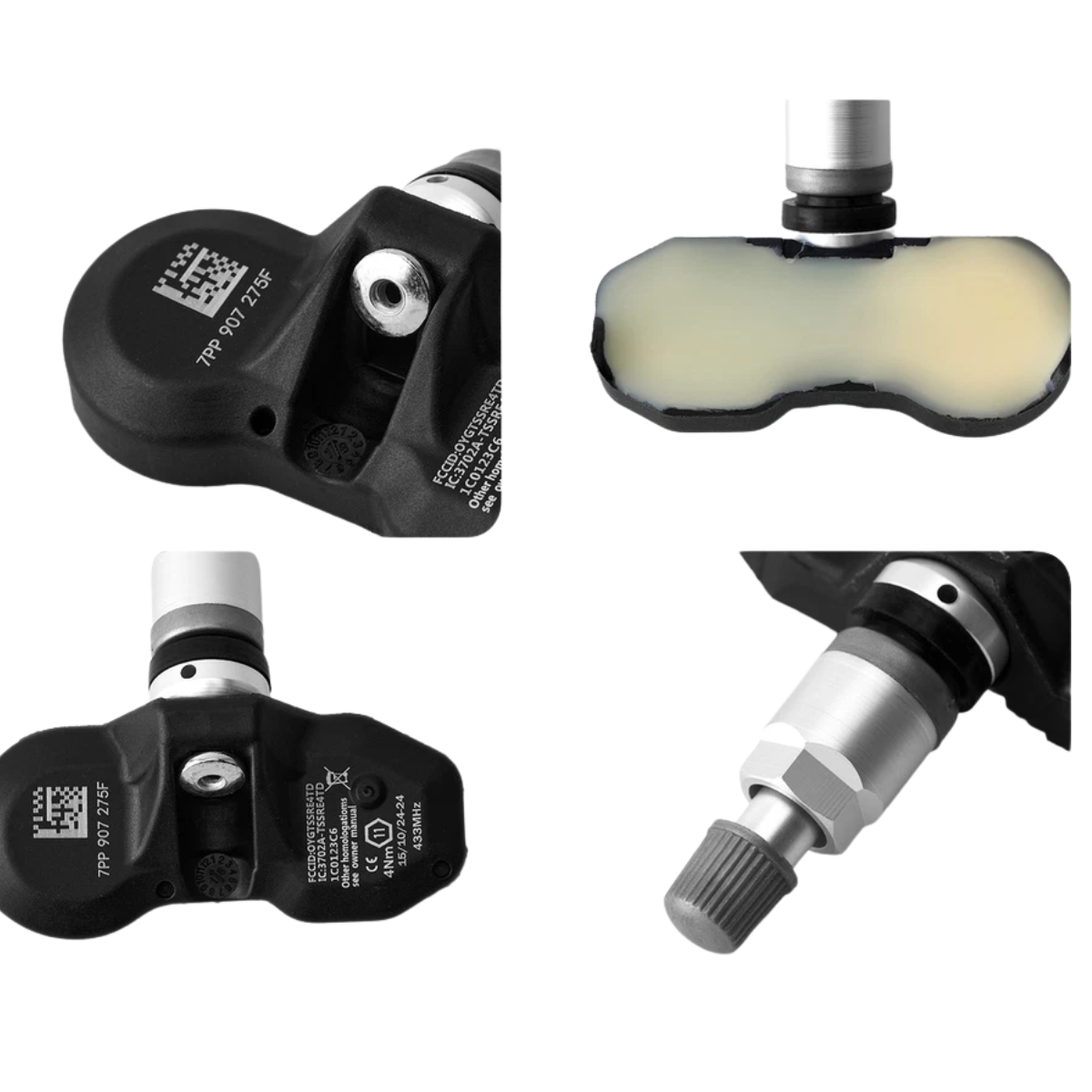 Sensor Pressão Do Pneu TPMS 7PP907275F Volkswagen Touraeg Audi A4 S4 Porsche 911 Cayenne Panamera Novo - Imagem 3