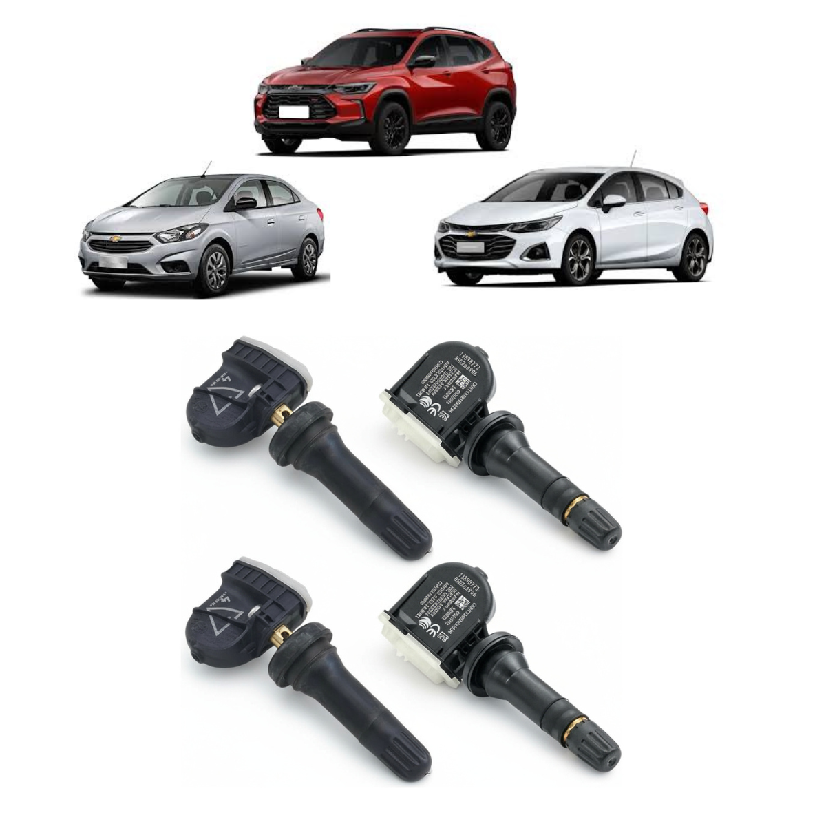 Kit 4 Sensores TPMS Pressão Chevrolet Onix Prisma Cruze S10 Tracker Cobalt Trailblazer Spin 13516165
