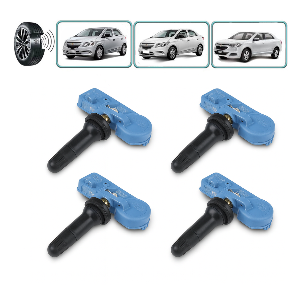 Kit 4 Sensores TPMS Chevrolet Malibu Onix Cruze Prisma Cobalt S10 Trailblazer 13581561