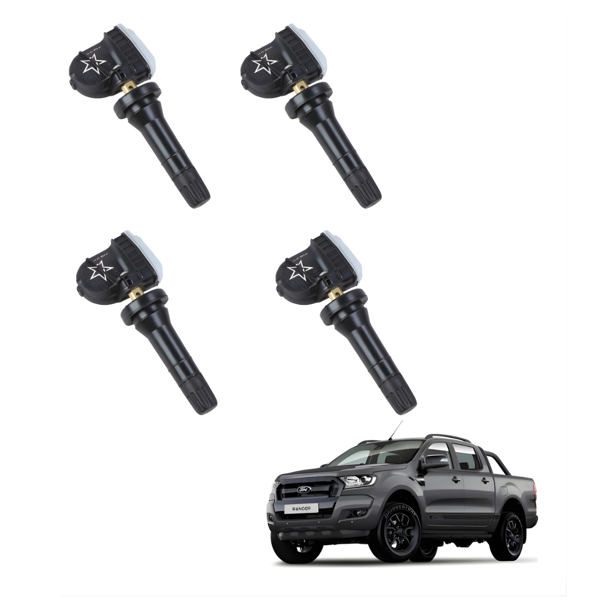 Kit 4 Sensores TPMS EB3T1A180AB AB3T1A150AA Ford Ranger 2016 2017 2018 Novo