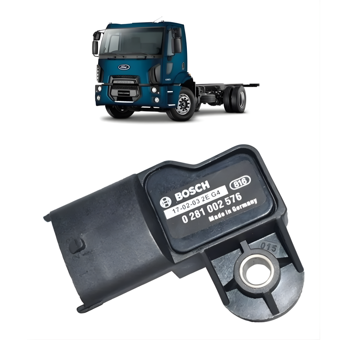 Sensor Pressão Map 0281002576 Ford Cargo 815E 1317E 1517E 2428 2628 2422 2622 1722 Volvo FH12 FH16 Onibus B7R B9L B9S B9R Iveco Novo Stralis 490S39T 740S46T 570S46T 490S46T 380T38 Tector 170E22 260E25 240E25 Eurocargo 450E22 180E22 Vertis Trakker Onibus DAF Caminhoes Volkswagen 8.150E 9.150E 17.250E 23.250E 24.250E 13.170E 15.170E Onibus 9.150 EOD Agrale Caminhoes Onibus Case Tratores AGCO Maxion Tratores Original